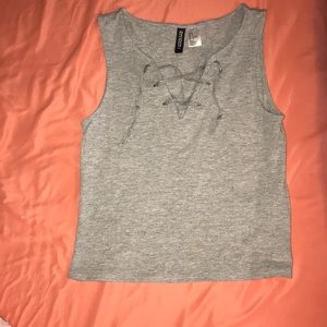 Gray DIVIDED crop top tank